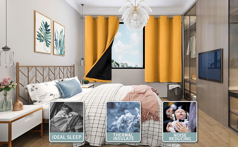 100% blackout curtains bedroom living room thermal insulated total light block privacy layered lined