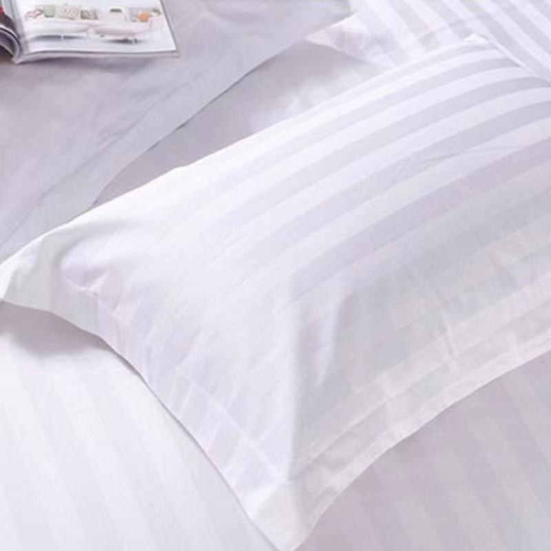 thumbnail interactive-video image 1 of Luxury Hotel Quality 250TC Satin Stripe Pillows - Pair Of Standard Size - 100% Cotton, Hollowfibre Fill - Free Delivery 1 of 2
